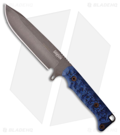 Dawson Knives Valor Fixed Blade Knife Black/Blue G-10 (5.5" Midnight)