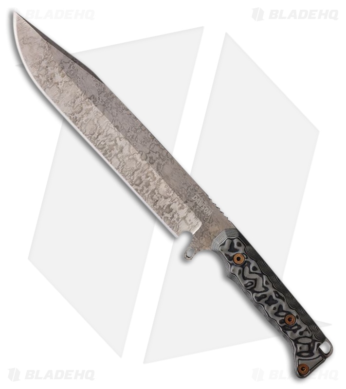Dawson Knives Holdout Fixed Blade Knife Black/Gray Sculpted G-10 (8" Monsoon)