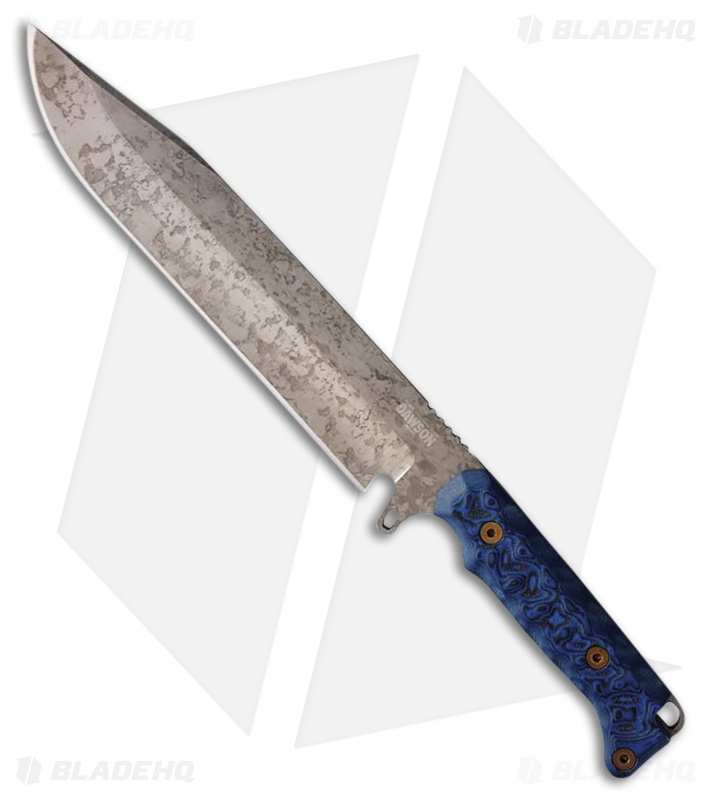 Dawson Knives Holdout Fixed Blade Knife Black/Blue Sculpted G-10 (8" Monsoon)