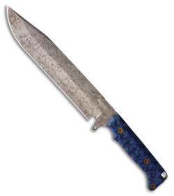 Dawson Knives Holdout Fixed Blade Knife Black/Blue Sculpted G-10 (8" Monsoon)