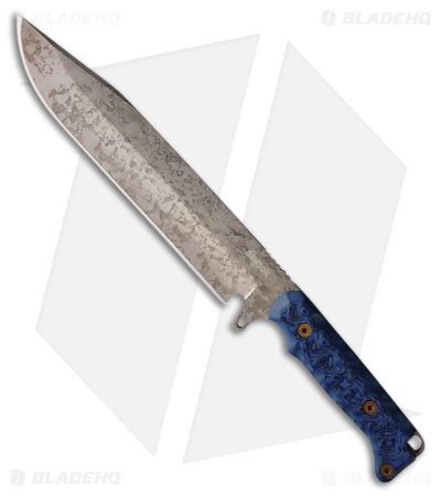 Dawson Knives Holdout Fixed Blade Knife Black/Blue Sculpted G-10 (8" Monsoon)