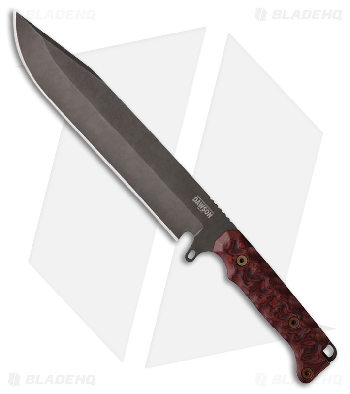 Dawson Knives Holdout Fixed Blade Knife Black/Red Sculpted G-10 (8" Midnight)