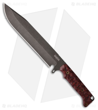 Dawson Knives Holdout Fixed Blade Knife Black/Red Sculpted G-10 (8" Midnight)