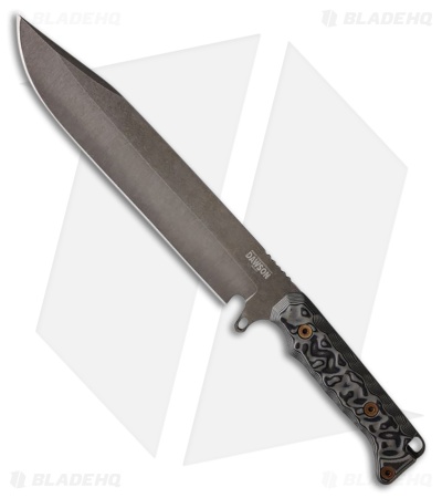 Dawson Knives Holdout Fixed Blade Knife Black/Gray Sculpted G-10 (8" Midnight)