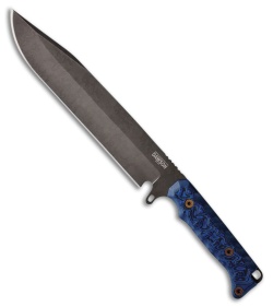 Dawson Knives Holdout Fixed Blade Knife Black/Blue Sculpted G-10 (8" Midnight)
