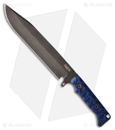 Dawson Knives Holdout Fixed Blade Knife Black/Blue Sculpted G-10 (8" Midnight)