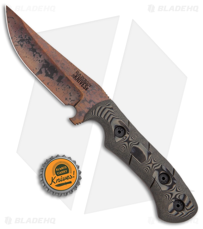 Dawson Knives Copper Canyon Fixed Blade Knife Tan/Black G-10 (4.13" Copper)