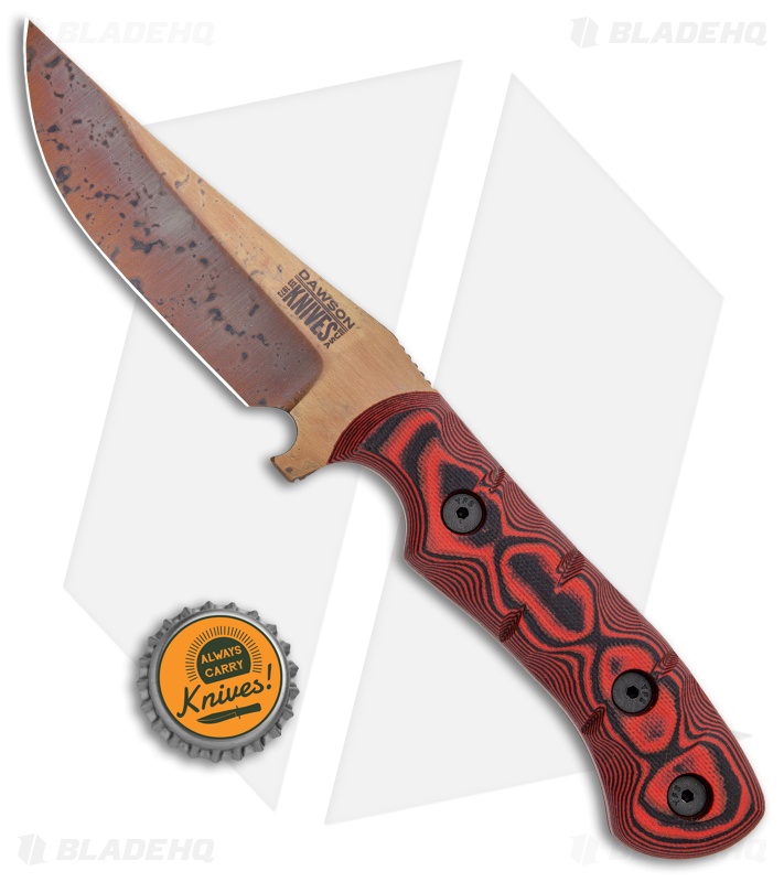 Dawson Knives Copper Canyon Fixed Blade Knife Red/Black G-10 (4" Copper)