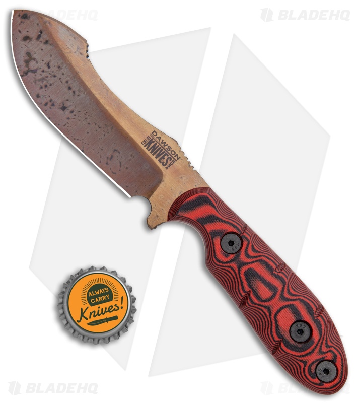 Dawson Knives Javalina Fixed Blade Knife Red/Black G-10 (3.75" Copper)