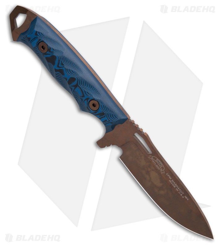 Dawson Knives Nomad Fixed Blade Knife Blue/Black G10 (4.25" Arizona Copper)