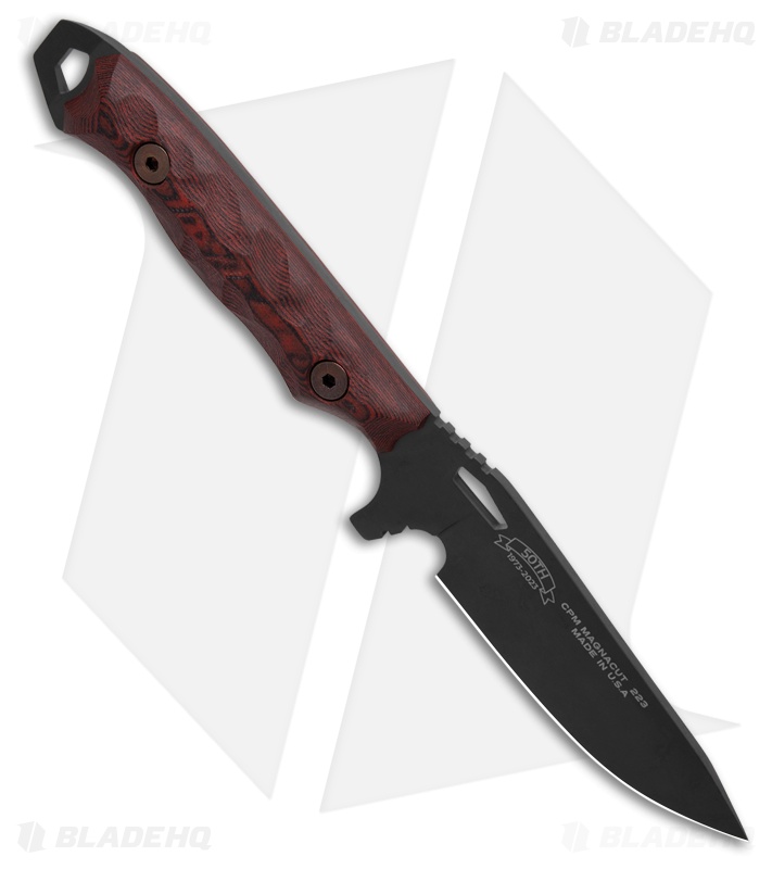 Dawson Knives Outcast Fixed Blade Knife Red/Black G10 (4.125" Apocalypse Black)