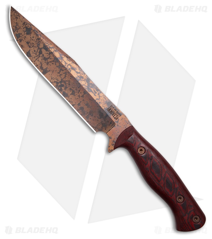 Dawson Knives Pecos Bowie Fixed Blade Knife Black/Red G-10 (8" Arizona Copper)