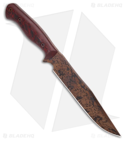 Dawson Knives Pecos Bowie Fixed Blade Knife Black/Red G-10 (8" Arizona Copper)