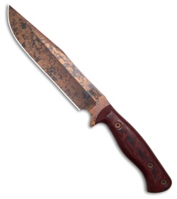 Dawson Knives Pecos Bowie Fixed Blade Knife Black/Red G-10 (8" Arizona Copper)
