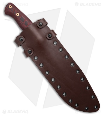 Dawson Knives Pecos Bowie Fixed Blade Knife Red G-10 (8" Apocalyptic Black)
