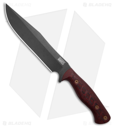 Dawson Knives Pecos Bowie Fixed Blade Knife Red G-10 (8" Apocalyptic Black)