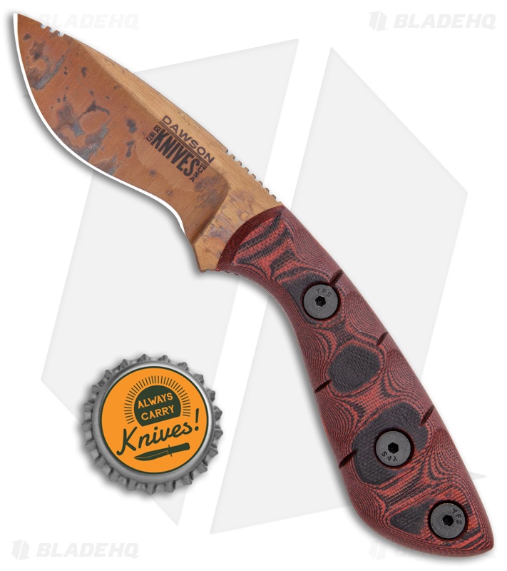 Dawson Knives Pequeno Fixed Blade Knife Red/Black G-10 (3" Arizona Copper)