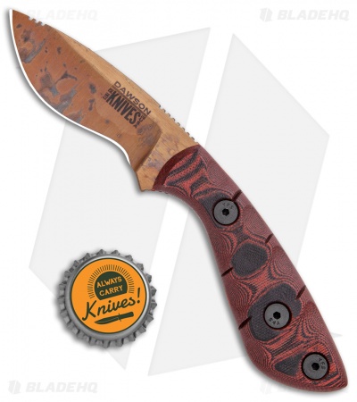 Dawson Knives Pequeno Fixed Blade Knife Red/Black G-10 (3" Arizona Copper)