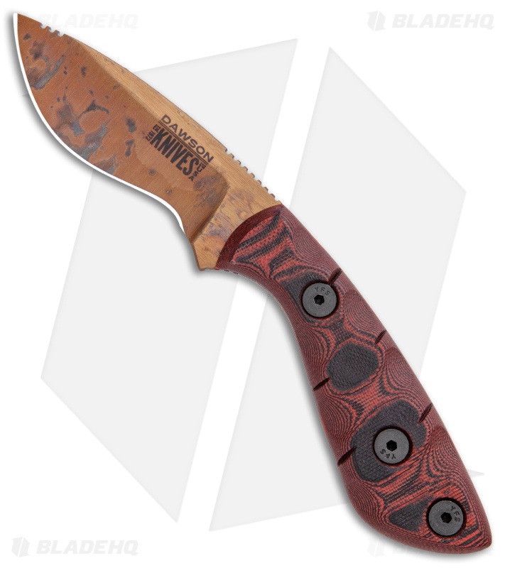 Dawson Knives Pequeno Fixed Blade Knife Red/Black G-10 (3" Arizona Copper)