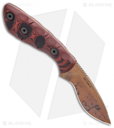 Dawson Knives Pequeno Fixed Blade Knife Red/Black G-10 (3" Arizona Copper)