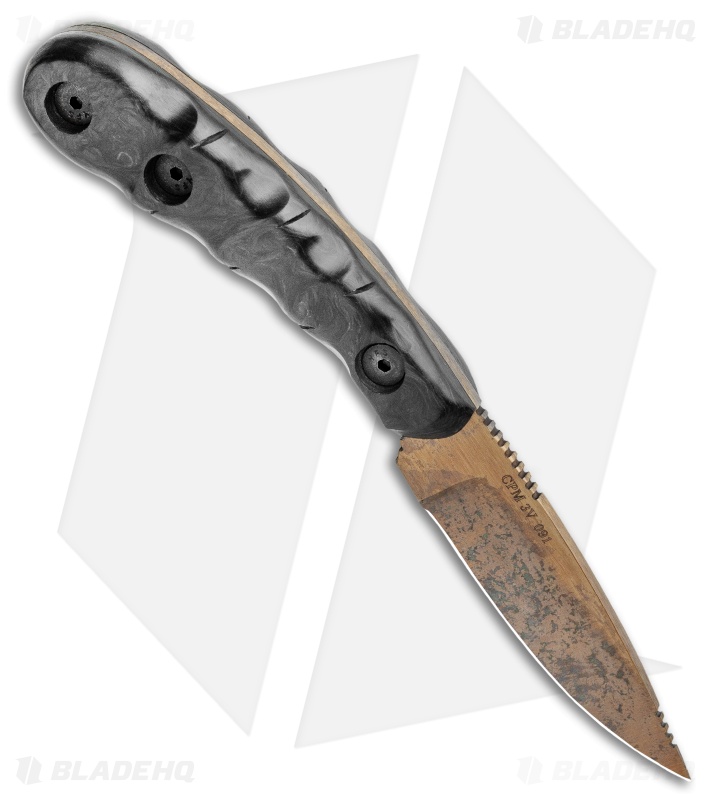Dawson Knives Serengeti Fixed Blade Knife Marble Carbon Fiber (3.25" AZ Copper)