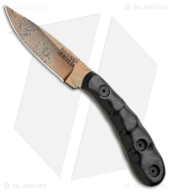 Dawson Knives Serengeti Fixed Blade Knife Marble Carbon Fiber (3.25" AZ Copper)