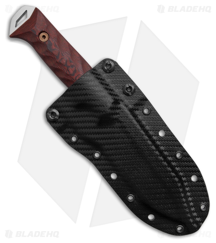 Dawson Knives Shepherd MagnaCut Fixed Blade Knife Black/Red G-10 (4" Satin)