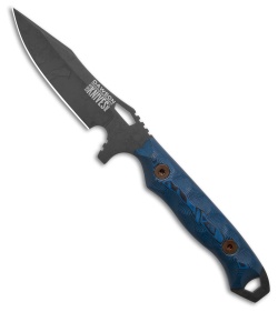 Dawson Knives Smuggler Fixed Blade Knife Blue G-10 (3.375" Apocalypse Black)