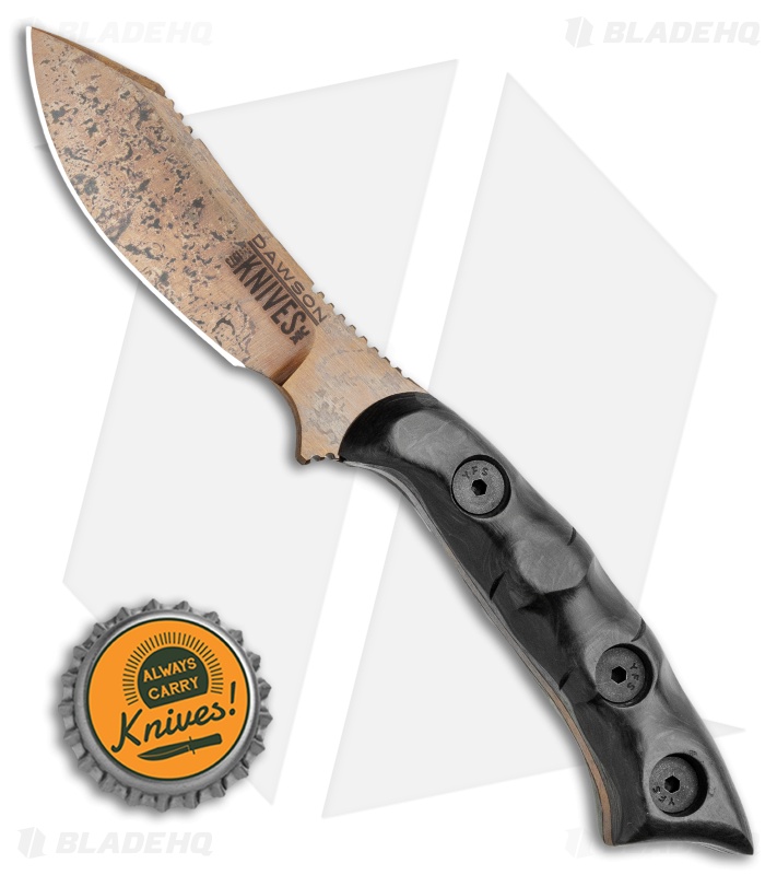 Dawson Knives Snakebite Fixed Blade Knife Marble Carbon Fiber (2.6" AZ Copper)
