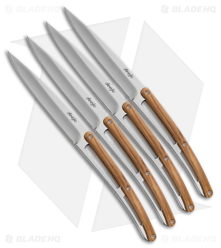 Deejo 9 Steak Knives W Olive Wood Handles Set Of 4 Blade Hq Deejo 9 Steak Knives W Olive Wood Handles Set Of 4