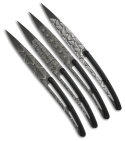 6 Deejo Steak Knives, Ebony Wood / Japanese