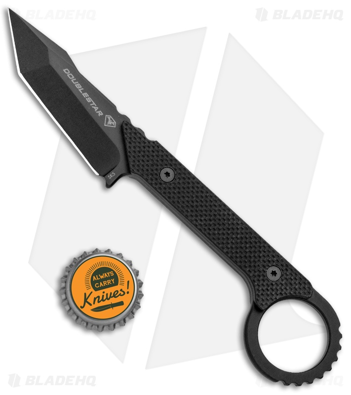 DoubleStar Ahab-X Self Defense Fixed Blade Knife Black G-10 (2.63" Black PVD)