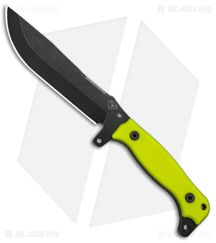 DoubleStar Pathseeker Bushcraft Fixed Blade Hi-Vis Green G-10 (6.5" Black SW)