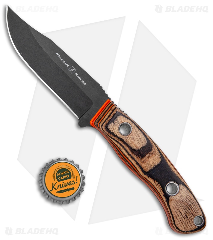 Flexcut Hawthorne Drifter Fixed Blade Knife G-Wood/Orange G-10 (3.75" Black)