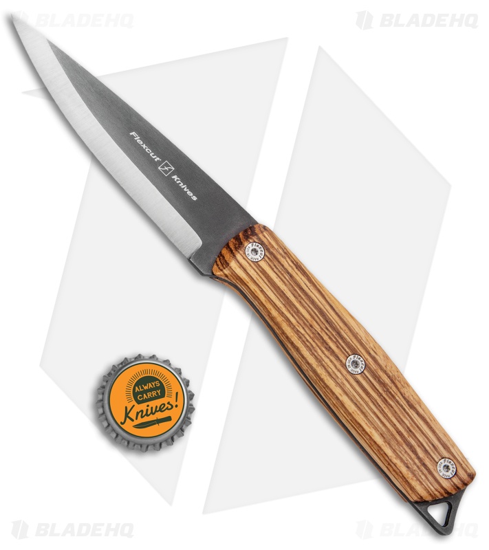 Flexcut Hawthorne Explorer Fixed Blade Knife Zebra Wood (3.88" Black)