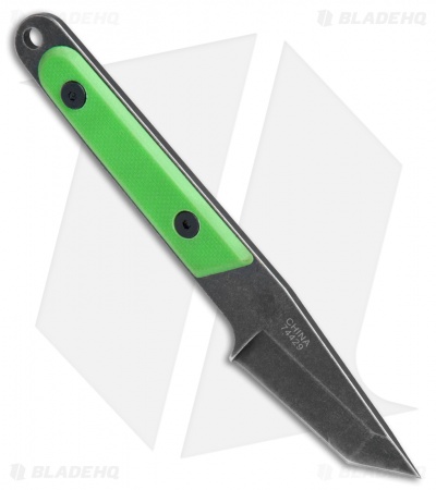 Fury Pack Knife Tanto Fixed Blade Green G-10 (2.1" Black Stonewash)