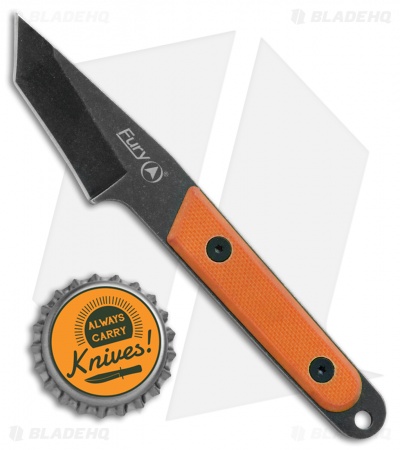 Fury Pack Knife Tanto Fixed Blade Orange G-10 (2.1" Black Stonewash)