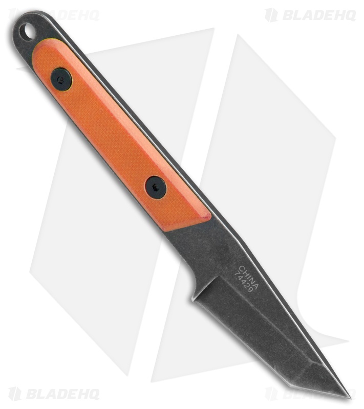 Fury Pack Knife Tanto Fixed Blade Orange G-10 (2.1" Black Stonewash)