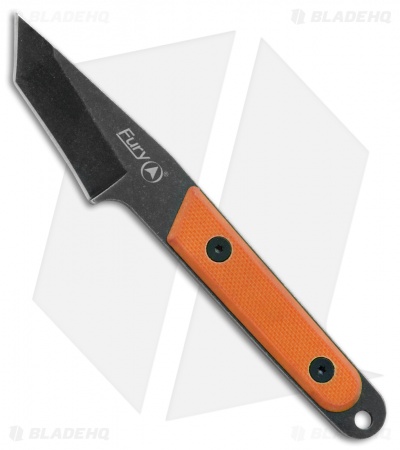 Fury Pack Knife Tanto Fixed Blade Orange G-10 (2.1" Black Stonewash)