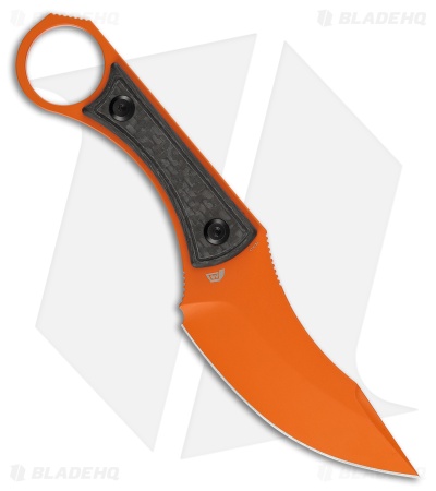 Kansept Knives Niko Fixed Blade Knife Twill Carbon Fiber (3.5" Orange Gold)