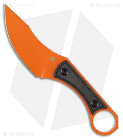 Kansept Knives Niko Fixed Blade Knife Twill Carbon Fiber (3.5" Orange Gold)