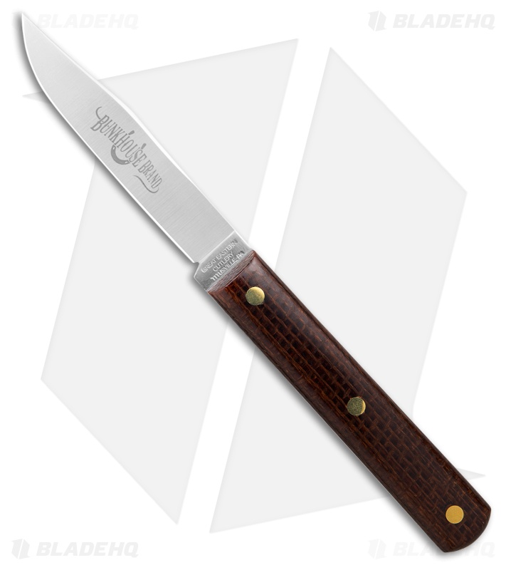 GEC Fixed Blade Paring Knife Set Brown Burlap Micarta (3.5" Satin)