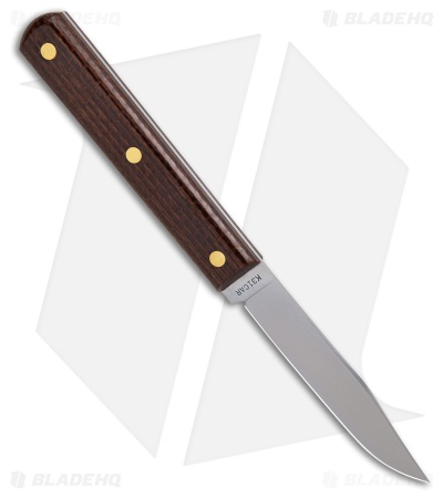 GEC Fixed Blade Paring Knife Set Brown Burlap Micarta (3.5" Satin)