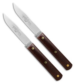 Great Eastern Cutlery GEC Fixed Blade Paring Knife Set Brown Burlap Micarta (3.5" Satin) - $104.95 at Blade HQ