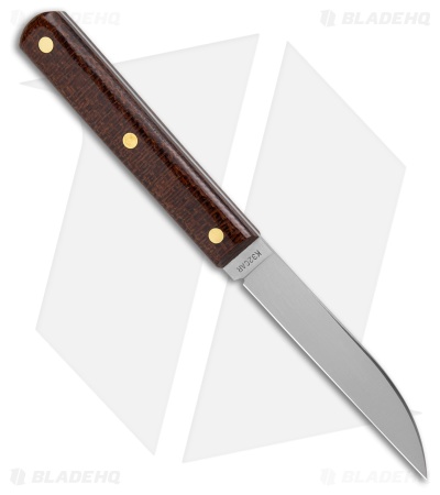 GEC Fixed Blade Slicing Knife Set Brown Burlap Micarta (3.5" Satin)