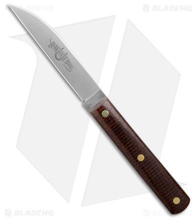 GEC Fixed Blade Slicing Knife Set Brown Burlap Micarta (3.5" Satin)