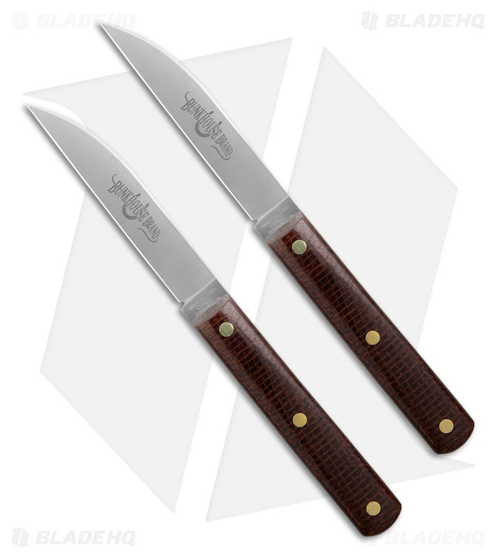 GEC Fixed Blade Slicing Knife Set Brown Burlap Micarta (3.5" Satin)