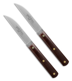 Great Eastern Cutlery GEC Fixed Blade Slicing Knife Set Brown Burlap Micarta (3.5" Satin) - $104.95 at Blade HQ
