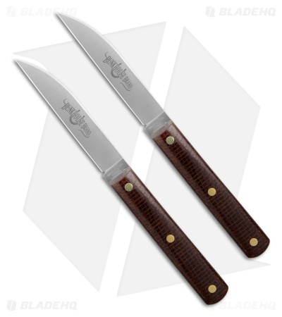 GEC Fixed Blade Slicing Knife Set Brown Burlap Micarta (3.5" Satin)