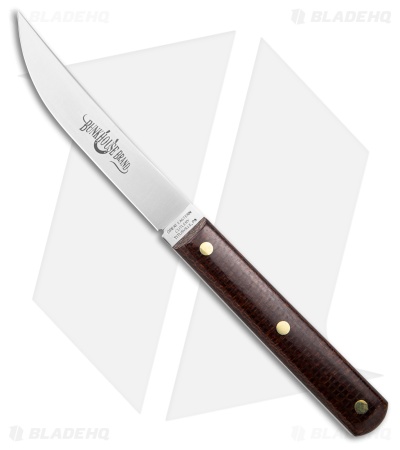 GEC Fixed Blade Steak Knife Set Brown Burlap Micarta (3.4" Satin)